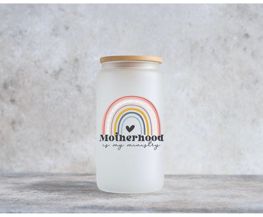 Motherhood - is my ministry - Dishwasher Safe - printed glassware
