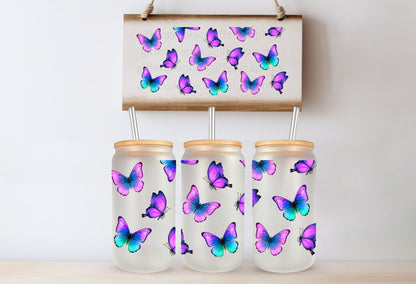 Summer Butterfly Printed Glassware -Dishwasher Safe