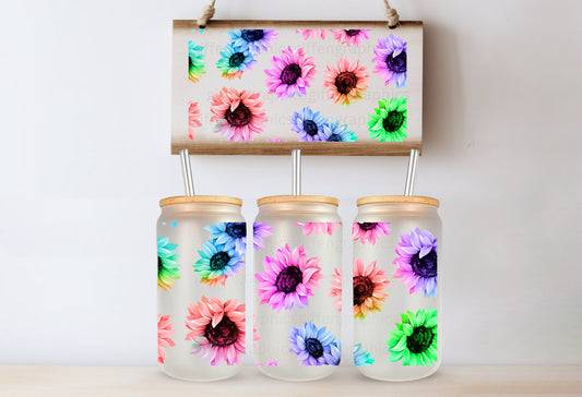 SUNBURST Sunflower - Printed Libby Glass - Dishwasher Safe