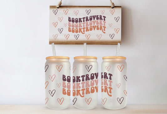 Booktrovert Heart Wrap Printed Libby Glass - Dishwasher Safe