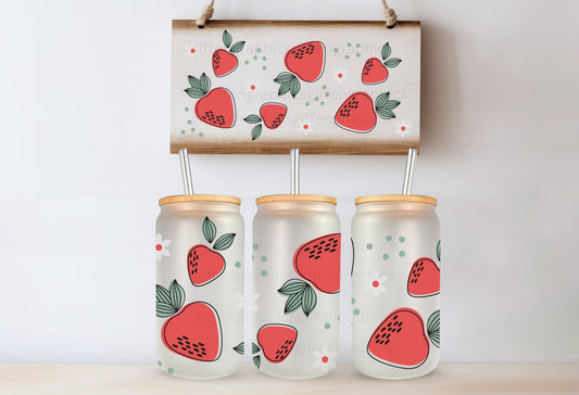 Strawberry Summer Printed Glassware - Dishwasher Safe