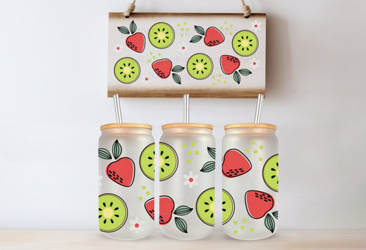Strawberry Kiwi Printed Glassware -Dishwasher Safe