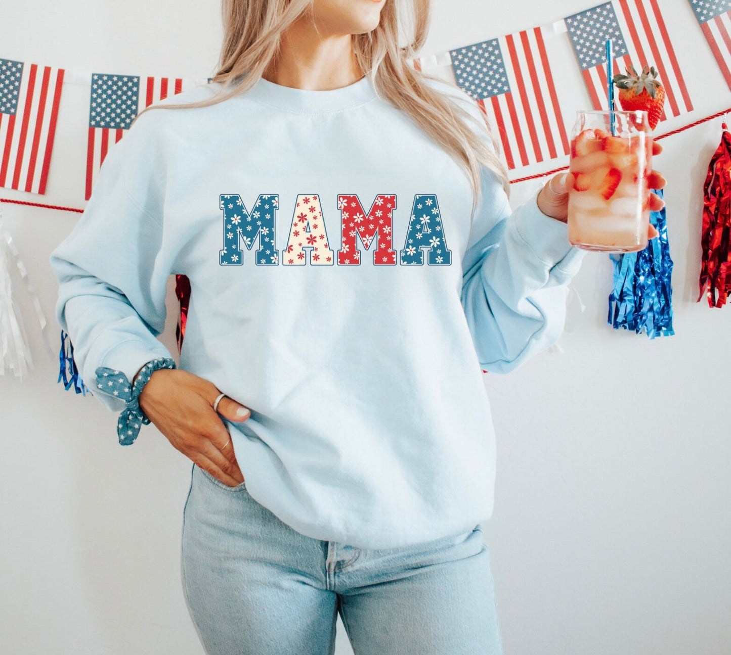 Mama Daisy Graphic Crew - NEW - DTF Printed