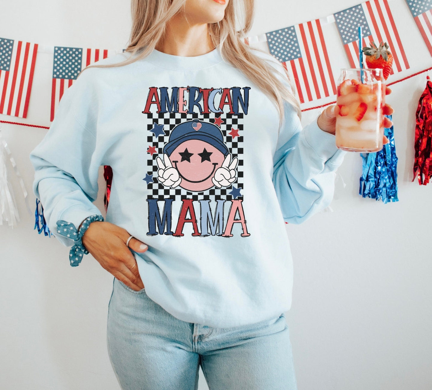 American Mama Graphic Crew - NEW - DTF Printed