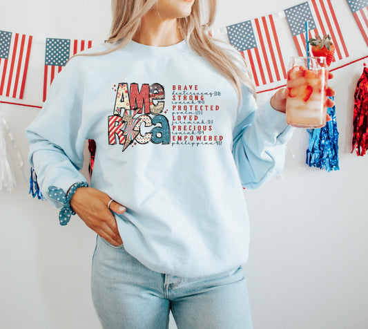 America Verses Graphic Crew - NEW - DTF Printed