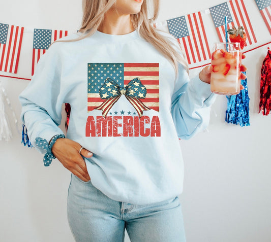 America Girly - Graphic Crew - NEW - DTF Printed