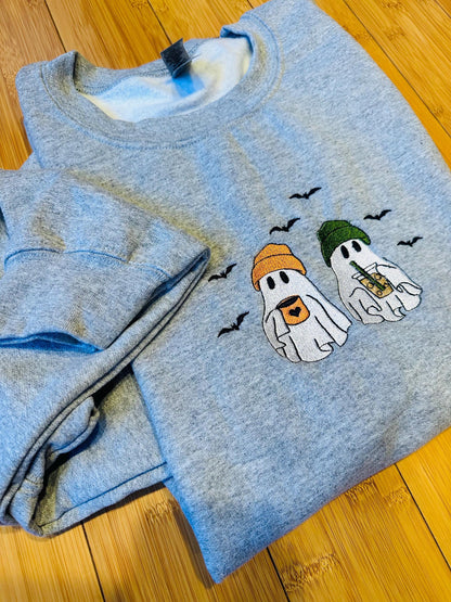 EMBROIDERED ghost coffee lovers crew or tee