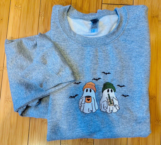 EMBROIDERED ghost coffee lovers crew or tee