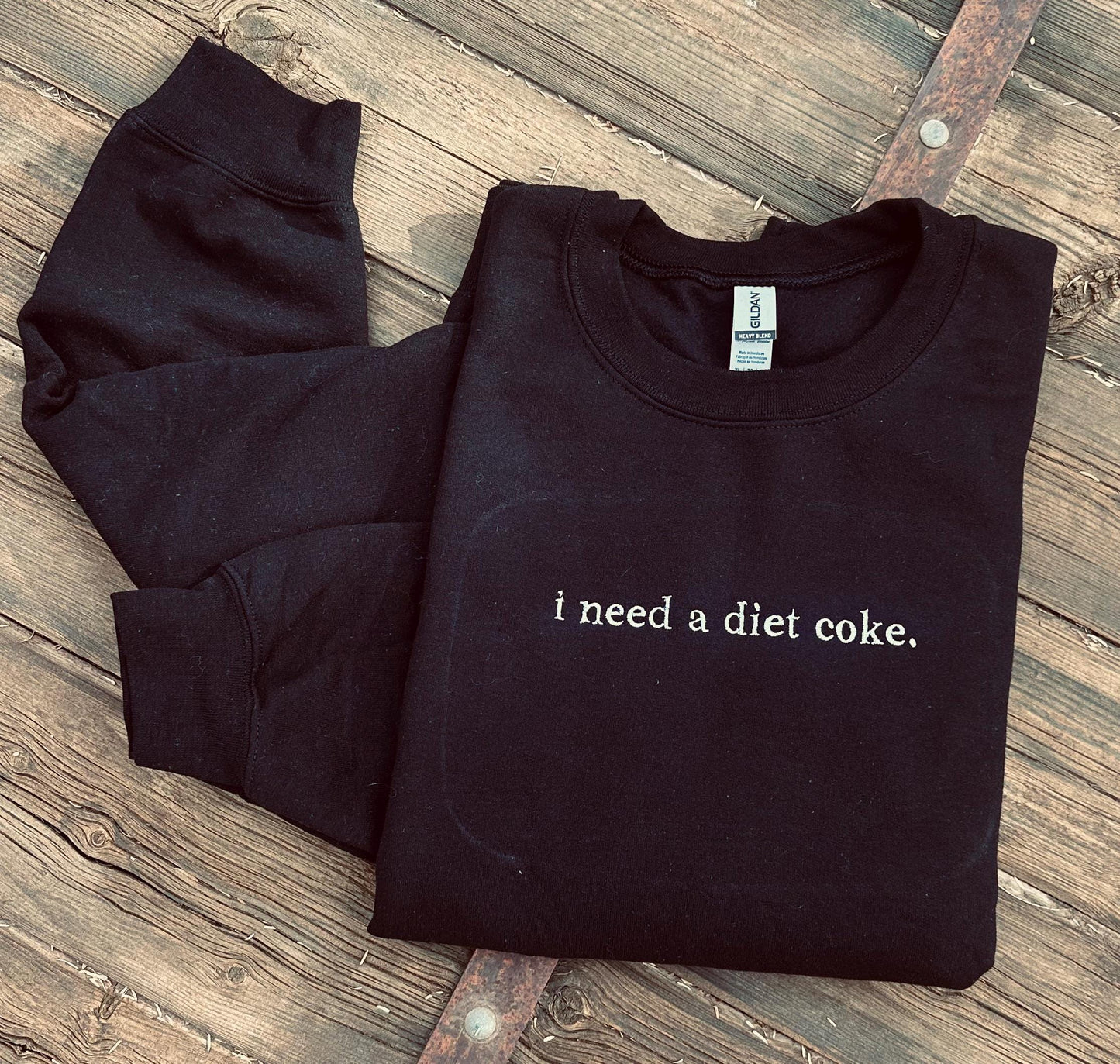 EMBROIDERED "I need a soda" crew or tee