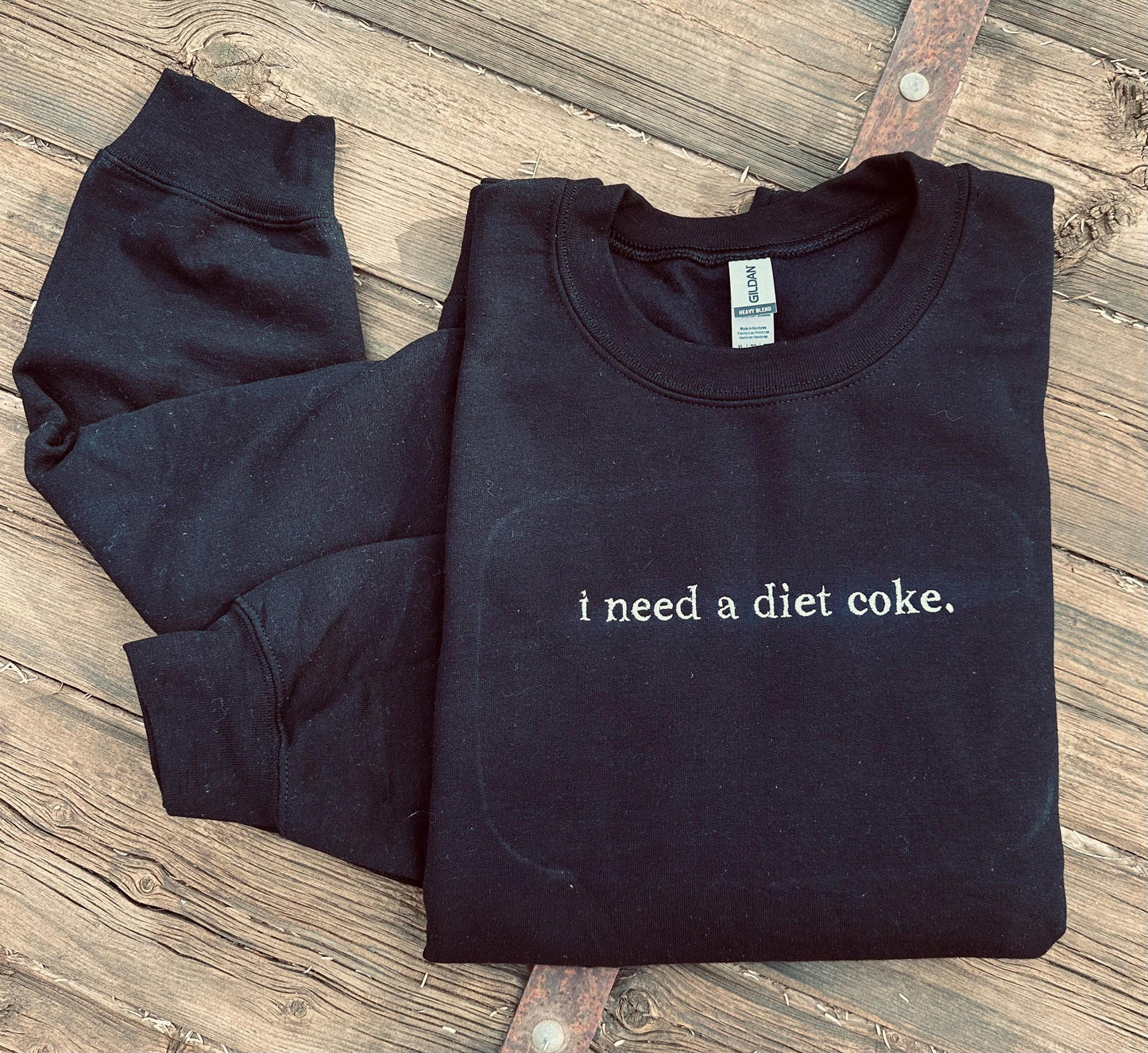 EMBROIDERED "I need a soda" crew or tee