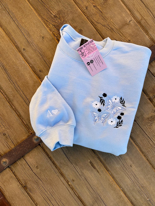 EMBROIDERED "Butterfly Bliss" Crew