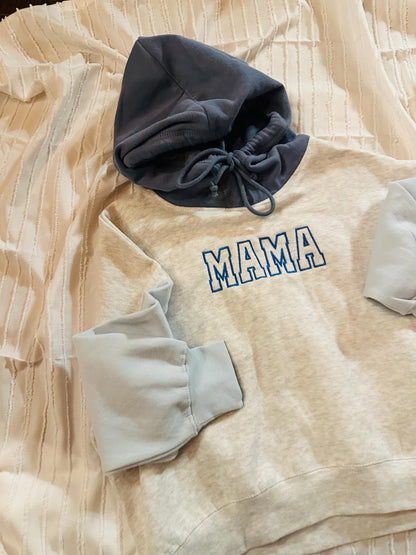 Blue Colorblocked Crew "MAMA"