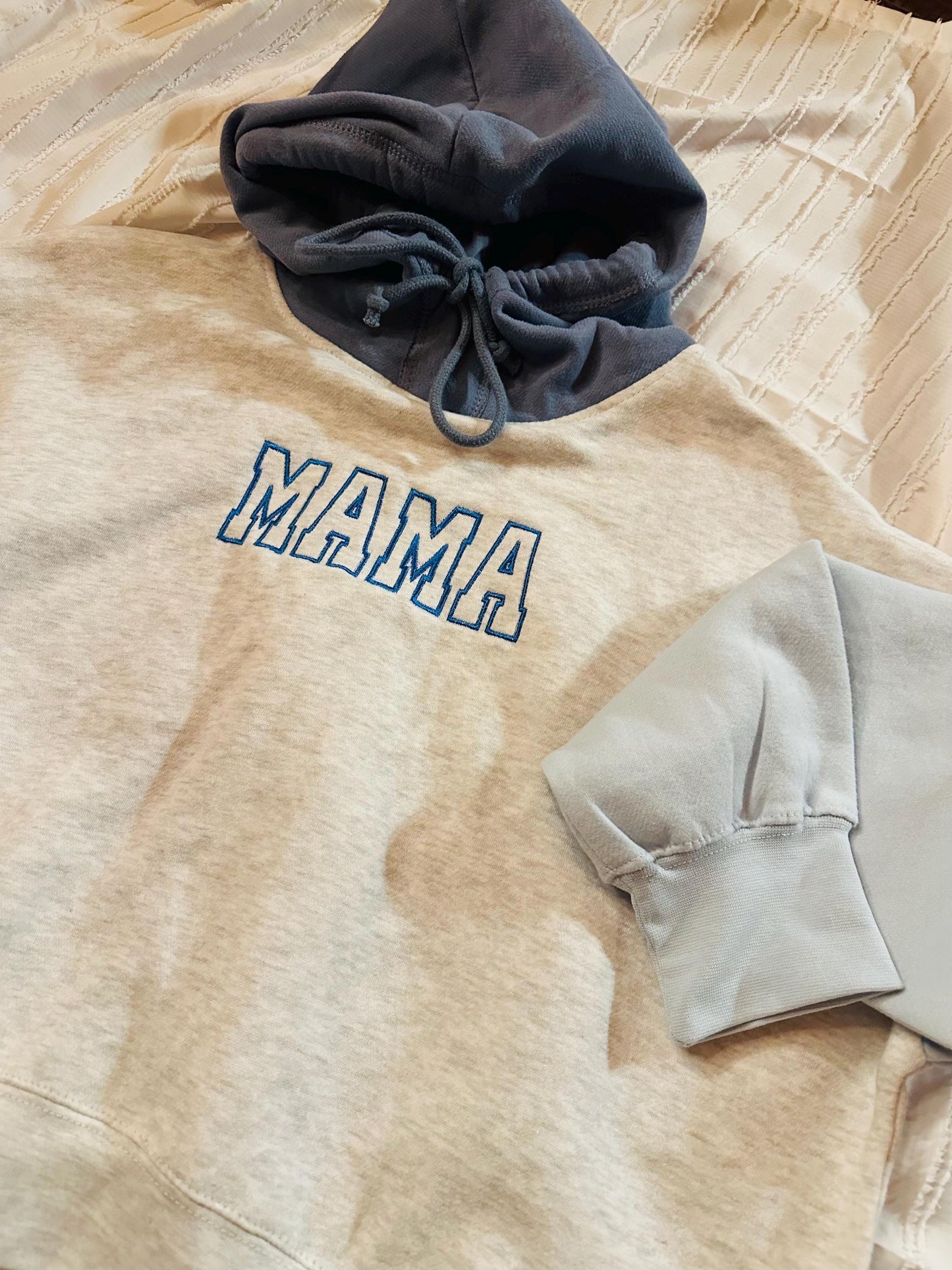 Blue Colorblocked Crew "MAMA"
