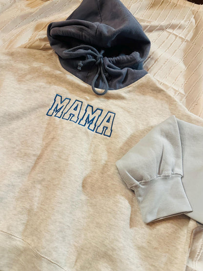 Blue Colorblocked Crew "MAMA"