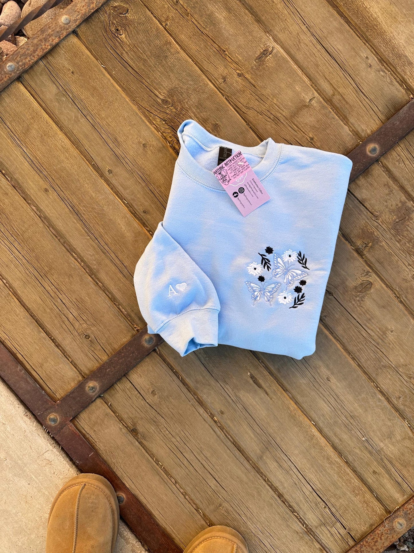 EMBROIDERED "Butterfly Bliss" Crew