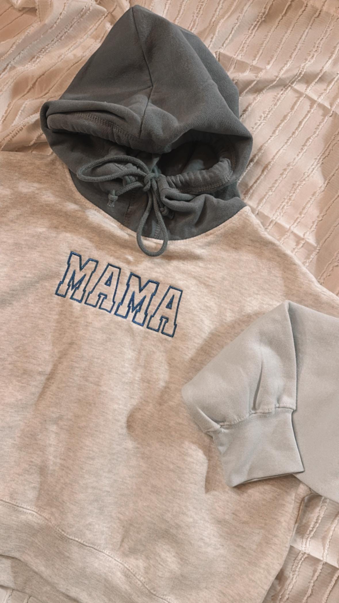 Blue Colorblocked Crew "MAMA"