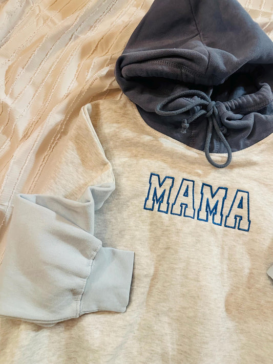 Blue Colorblocked Crew "MAMA"