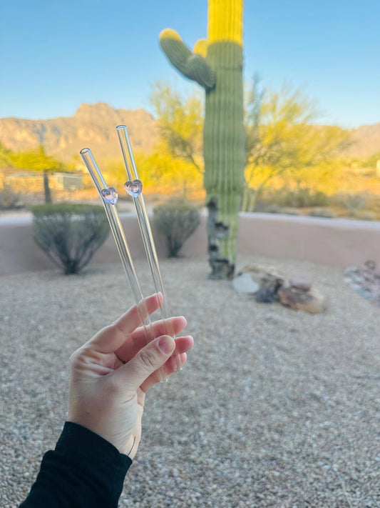 Pink Heart Glass Straw - Dishwasher Safe