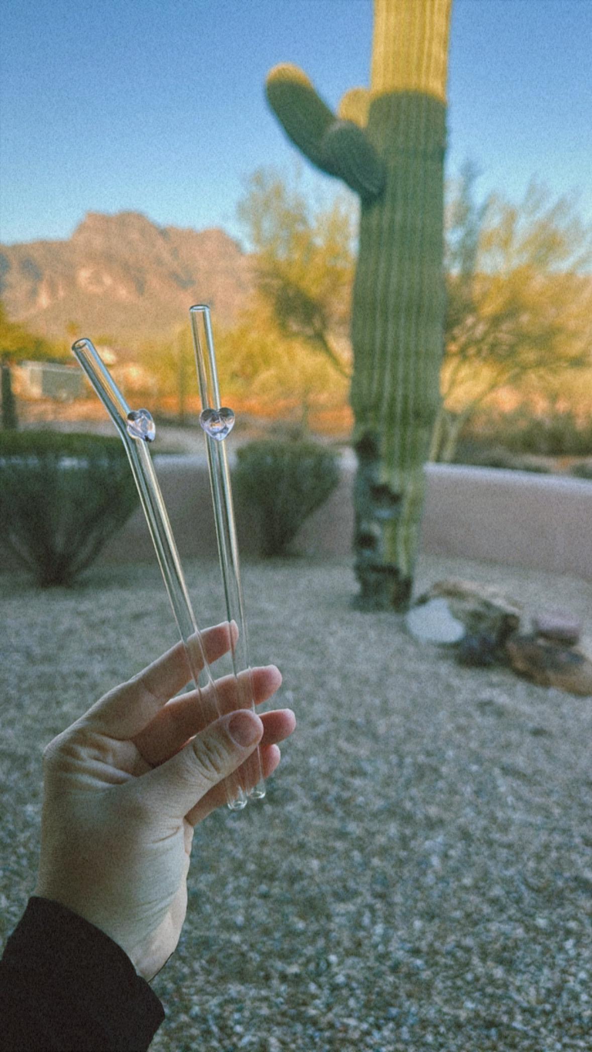 Pink Heart Glass Straw - Dishwasher Safe