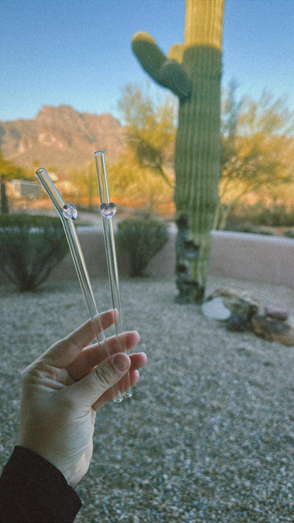 Pink Heart Glass Straw - Dishwasher Safe