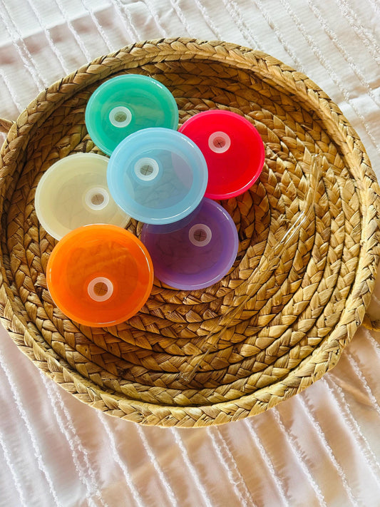 Acrylic Lid Add on for Libby glasses / glass straw  - dishwasher safe