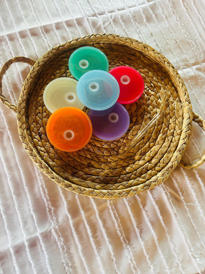 Acrylic Lid Add on for Libby glasses / glass straw  - dishwasher safe