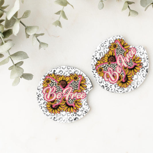 Set of 2 Car Coasters- Be Free