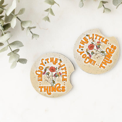 Set of 2 Car Coasters- Enjoy the little things