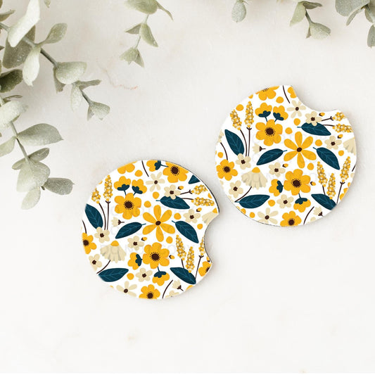 Set of 2 Car Coasters- Birds and Bees