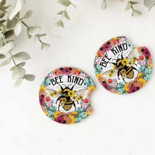 Set of 2 Car Coasters - Bee Kind