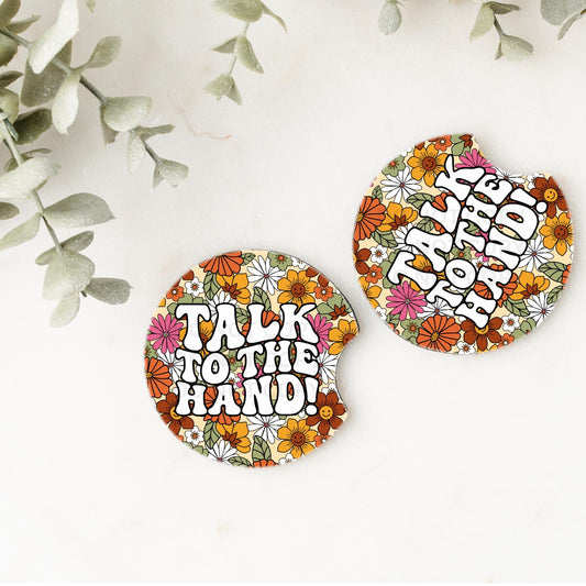 Set of 2 Car Coasters- talk to the hand