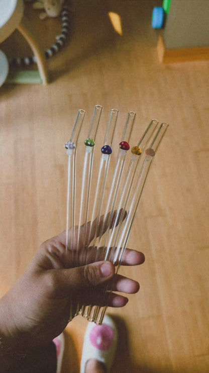 Tiny Mushroom Glass Straw - Dishwasher Safe