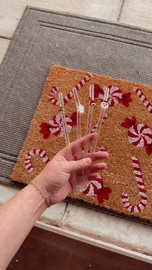 Christmas Themed Glass Straw - Dishwasher Safe