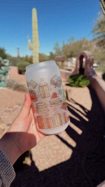 Christmas Books, Frosted Glass - Dishwasher Safe