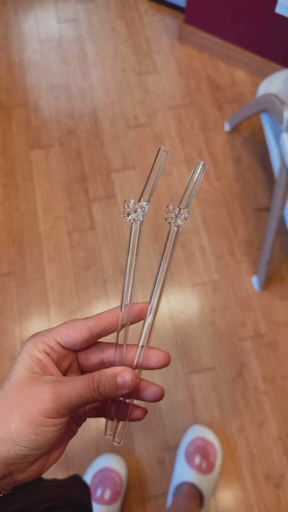 Pink Bow Glass Straw - Dishwasher Safe