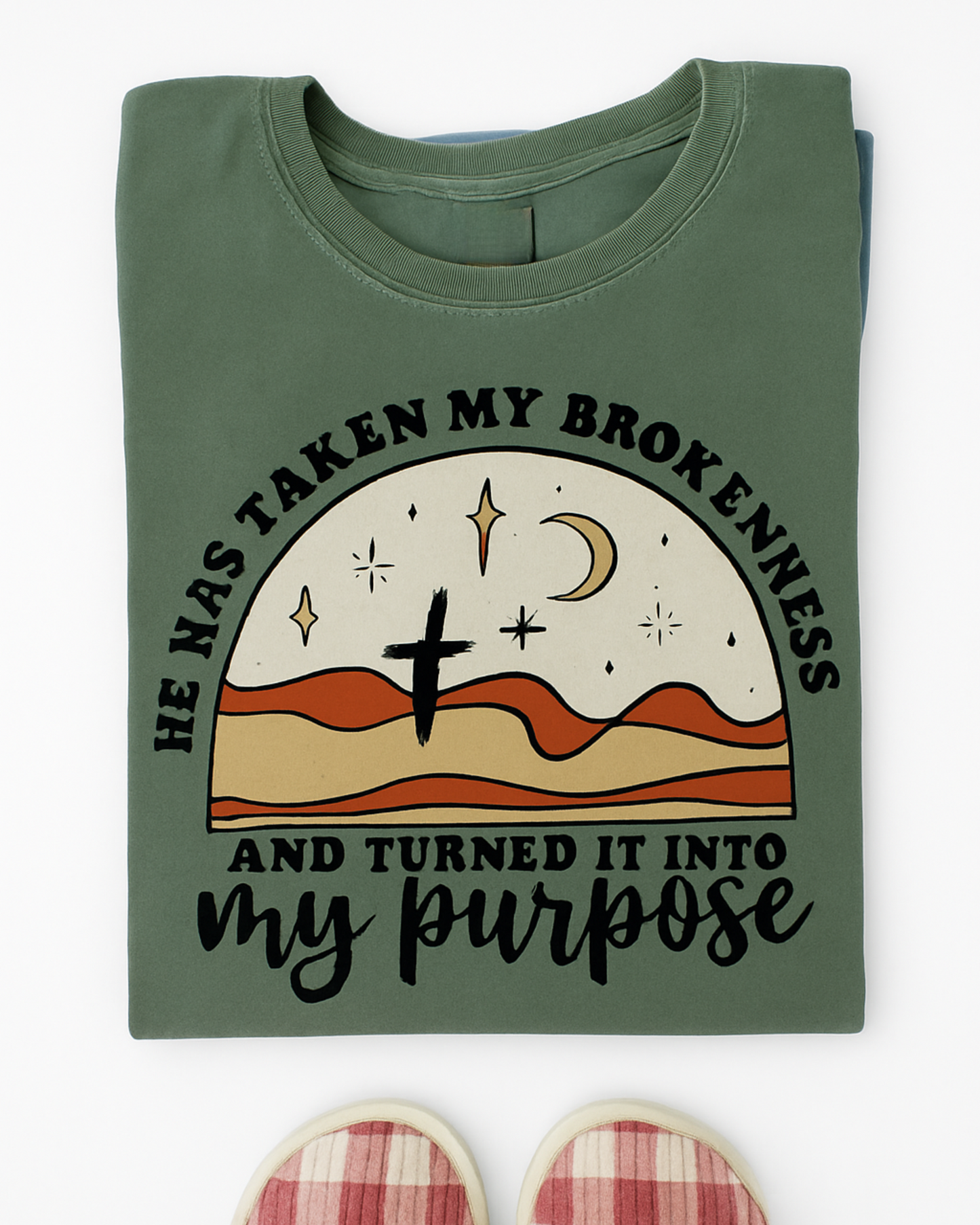 He has taken my brokenness and turned it into purpose DTF Printed Graphic Tee