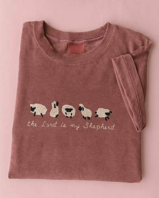 EMBROIDERED the lord is my shepherd comfort color tee