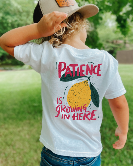 Patience is growing here, back design TODDLER - DTF Printed Tee